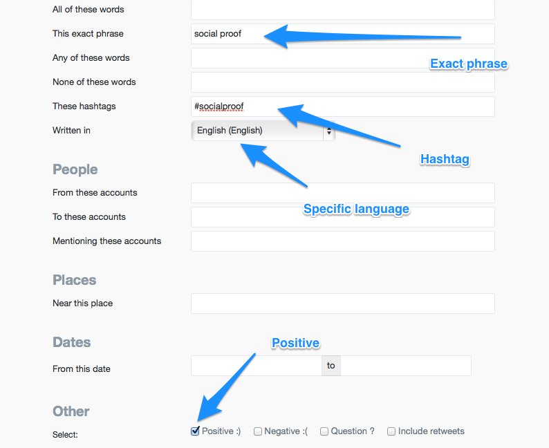 Ricerca avanzata su Twitter - Prova sociale