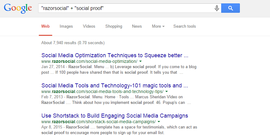 Razor Social ricerca su Google