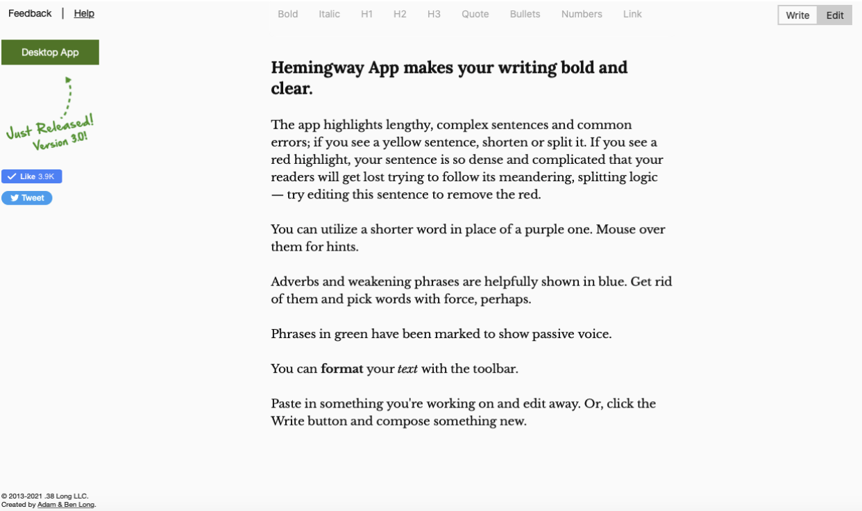 редактор хемингуэй