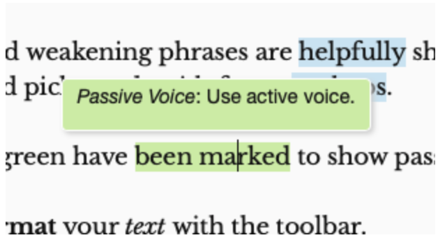 Редактор Хемингуэя удаляет пассивный залог