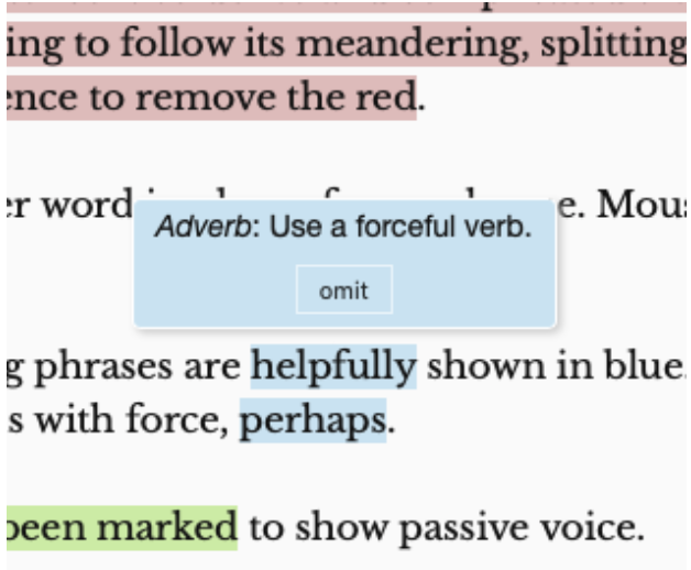 режим редактора приложения hemingway