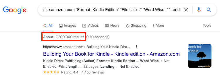 Cadena de búsqueda 1 de Amazon Kindle Amazon Kindle Search String 1