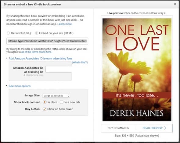 Fast link with the Amazon book preview widget