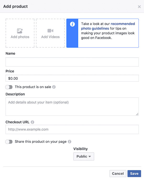 penyiapan toko facebook facebook store set up