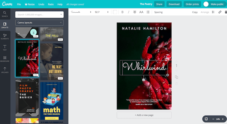 เครื่องมือสร้างปกหนังสือฟรีด้วยโปรแกรมแก้ไข Canva free book cover maker with Canva editor