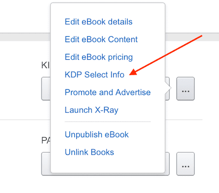 KDP Sélectionner les informations KDP Select info