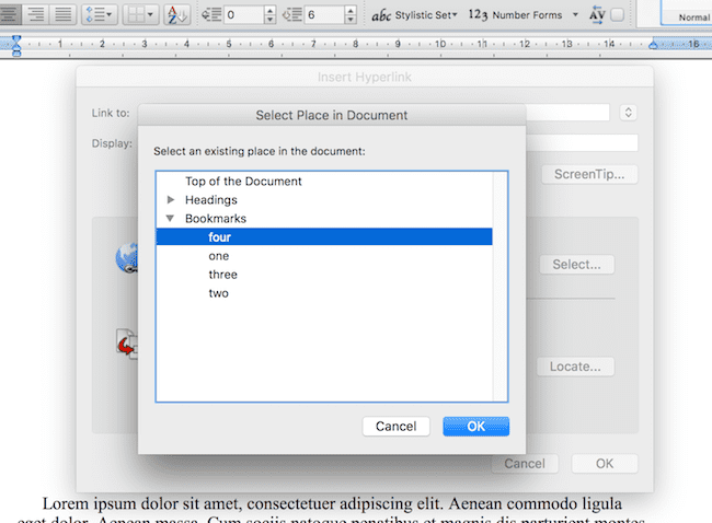 Sélectionnez les signets