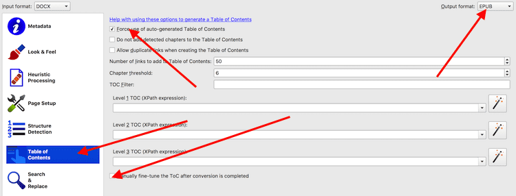詩の電子ブックの目次を選択して追加する Select and adjuct a table of contents for a poetry ebook