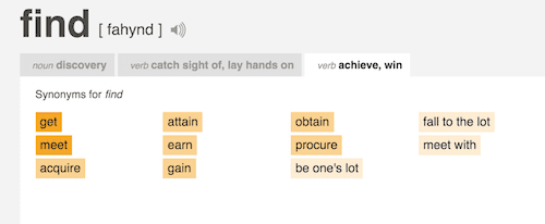 Verwenden Sie einen Online-Thesaurus Use an online thesaurus