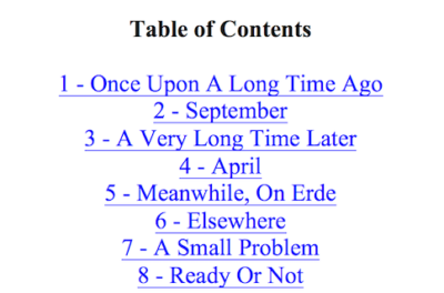 Libro electrónico de tabla de contenido