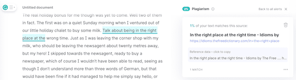 문법 표절 검사 결과 화면 the grammarly plagiarism checker result screen