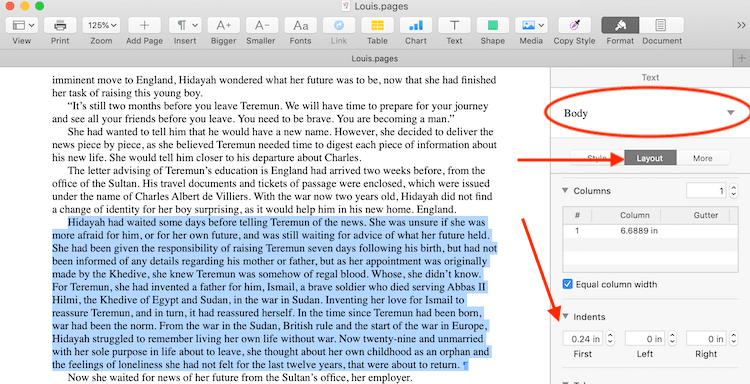 最初の行のインデント First line indent
