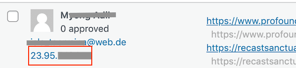スパム IP アドレス spam IP address