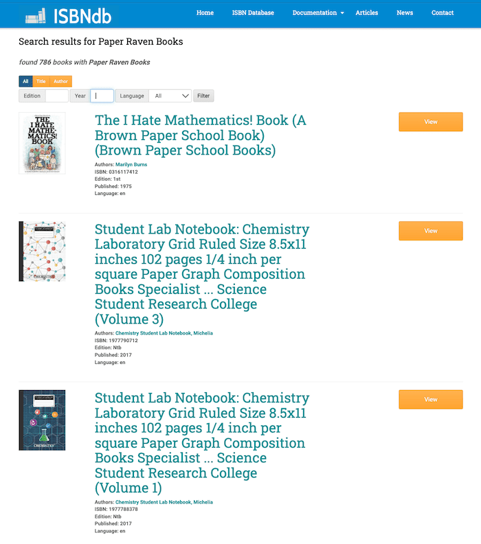 búsqueda ISBNdb ISBNdb search