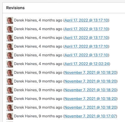 リビジョン一覧 Revision list