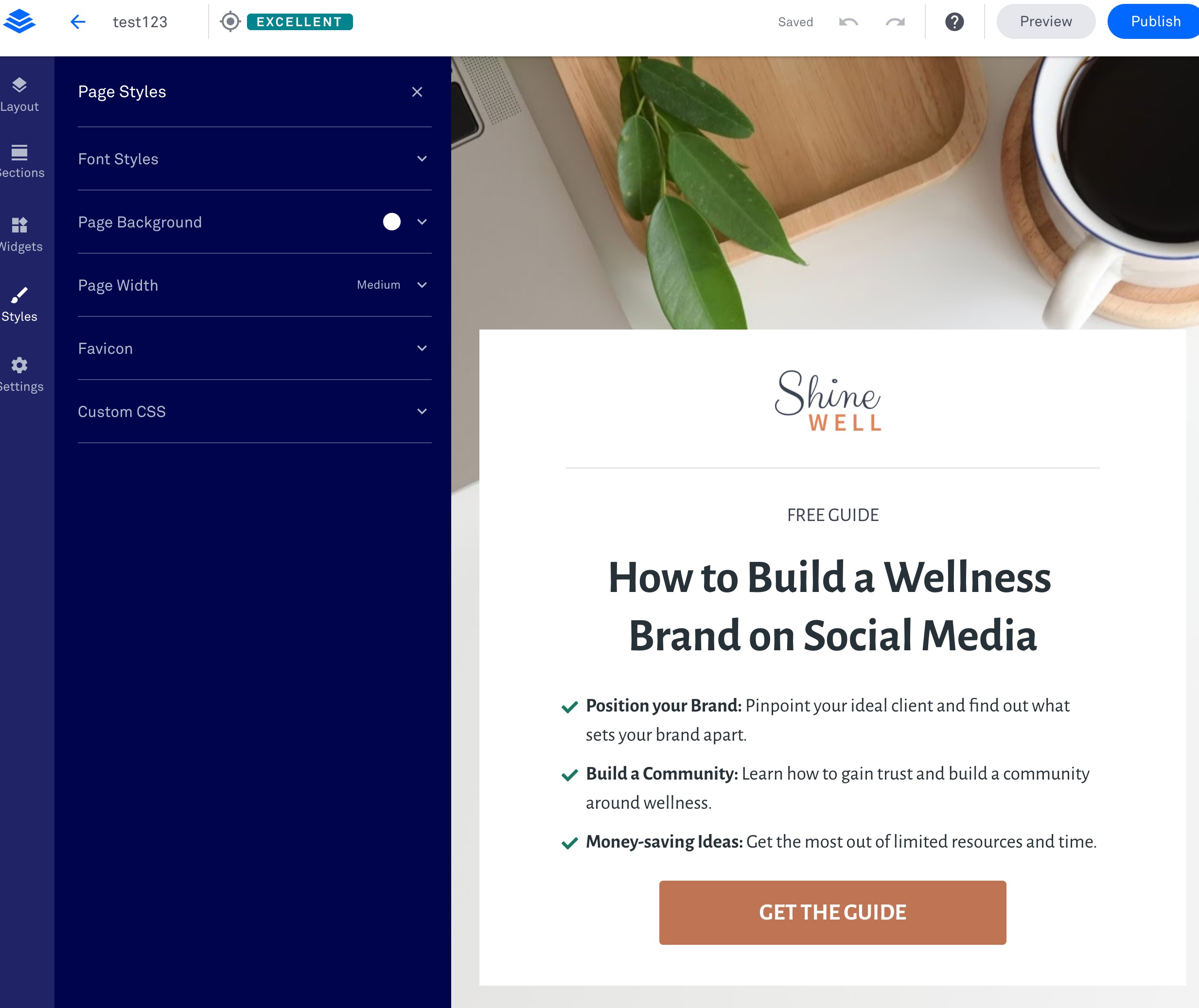 Leadpages 드래그 앤 드롭 편집기