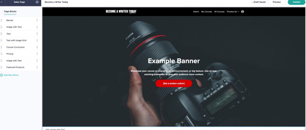 منشئ الصفحة القابلة للتعليم الجديد لصفحات المبيعات