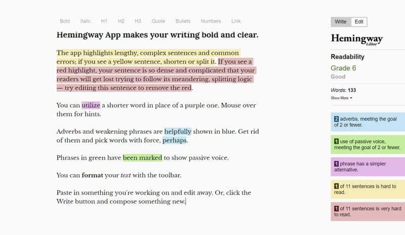 تطبيق Hemmingway