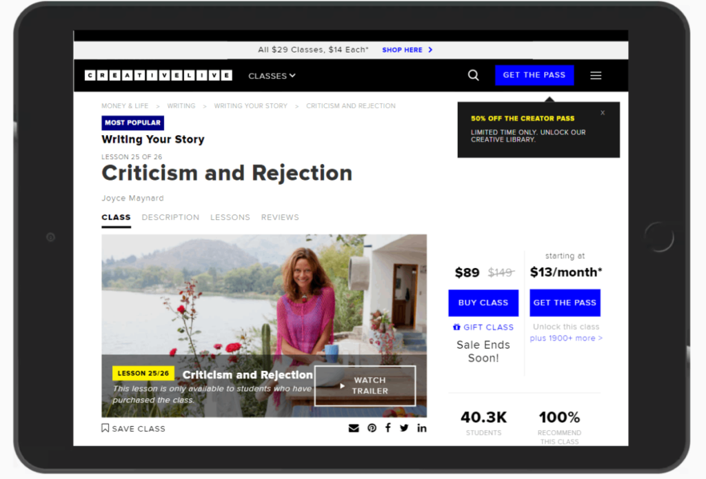 創意寫作課程:CreativeLive