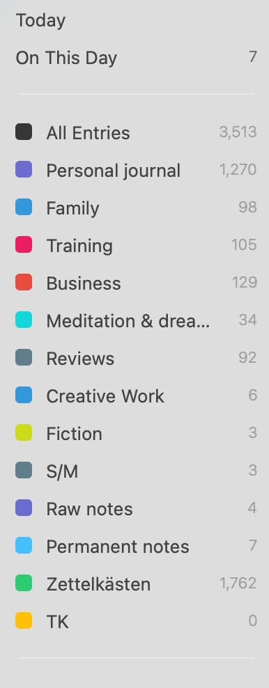 Day One 应用程序中的多个期刊