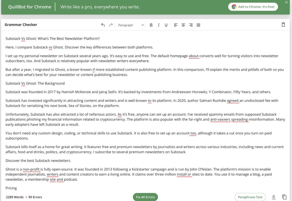 Verificator gramatical Quillbot