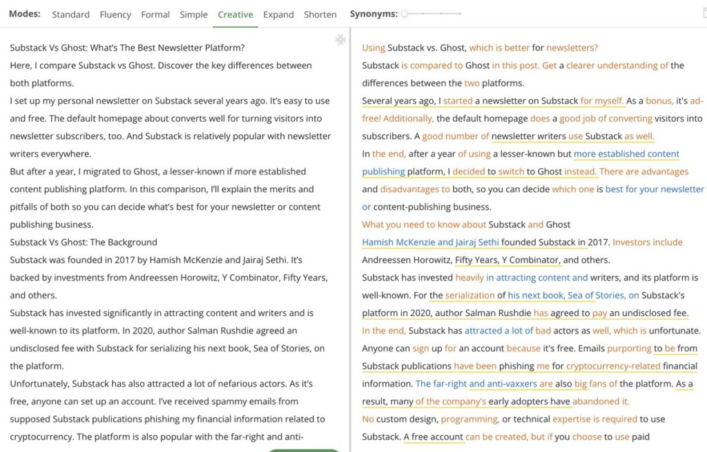 Parafrazator de conținut Quillbot