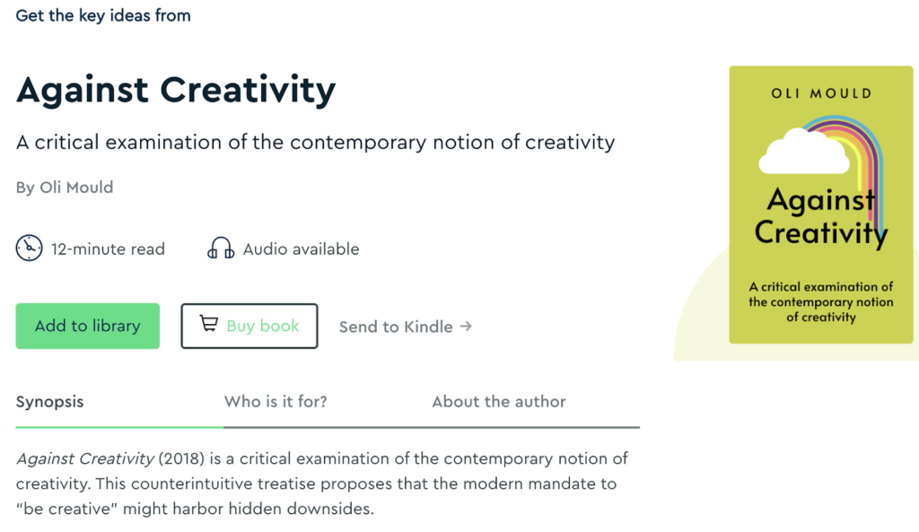 Page de résumé de Blinkist