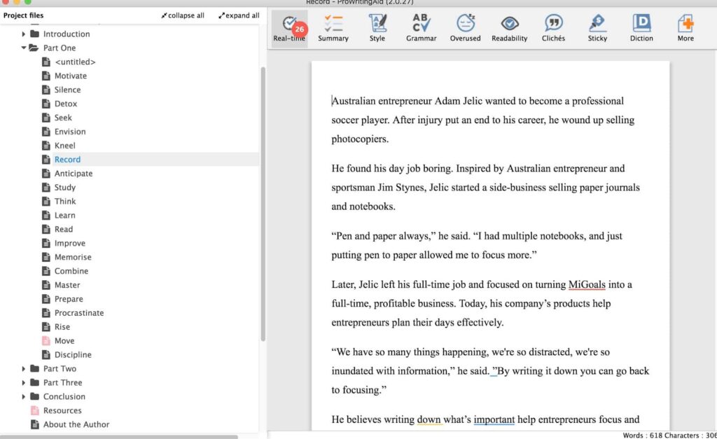 Antarmuka pengguna grafis, aplikasi, ProWritingAid