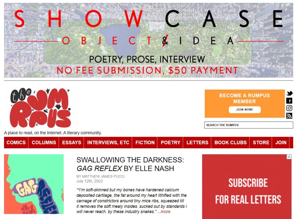 Литературные сайты: The Rumpus