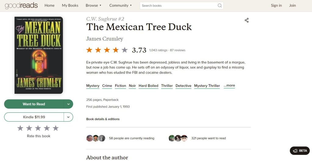 Beste James Crumley-Bücher: Die mexikanische Baumente