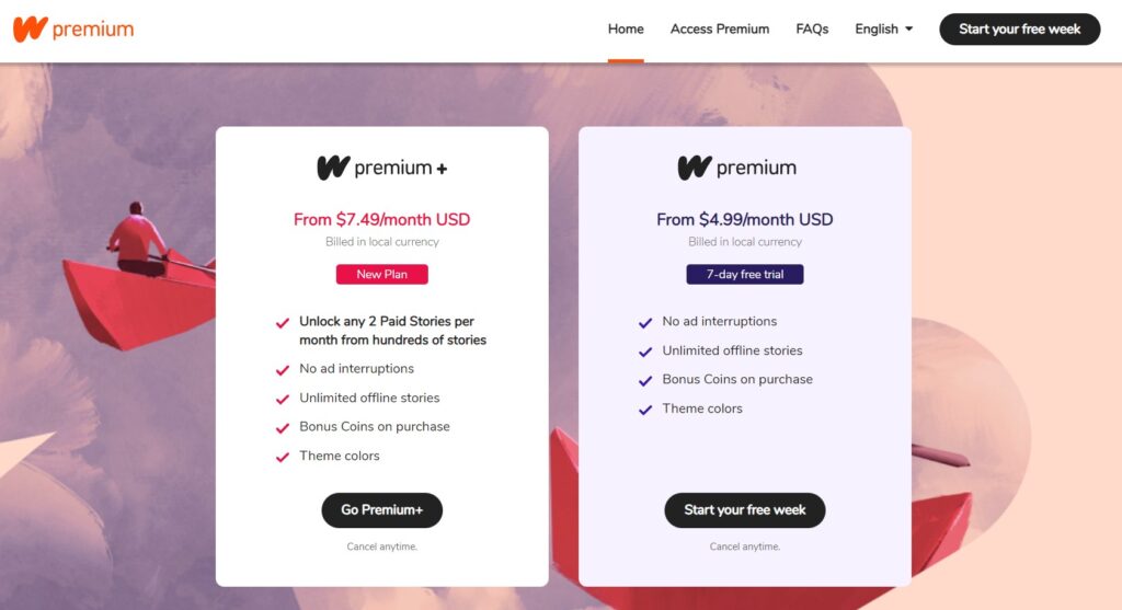 Цены на Wattpad