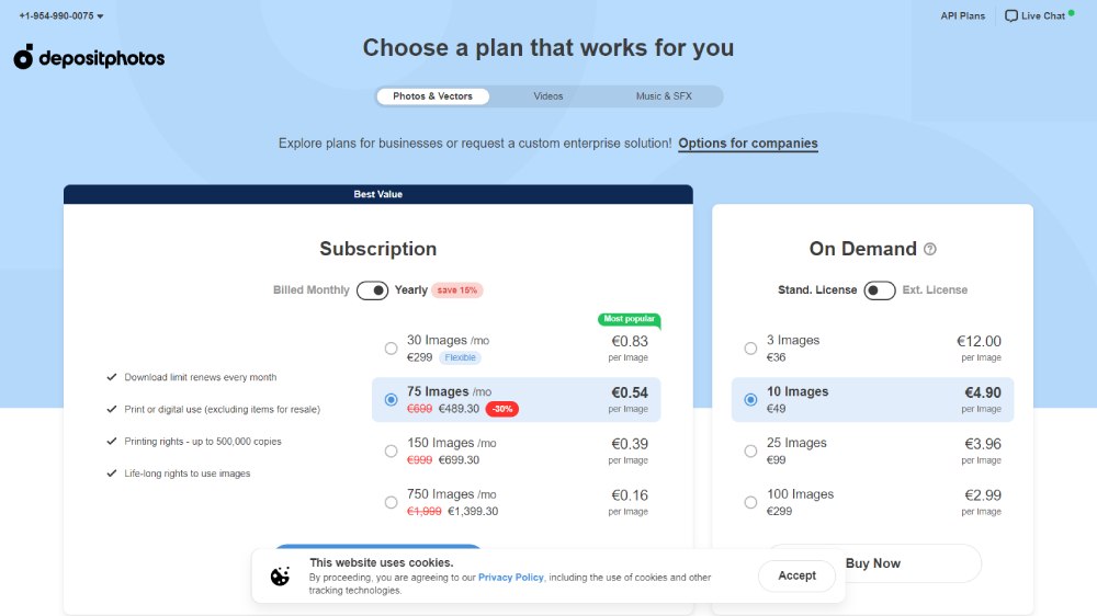 Tarification des photos de dépôt