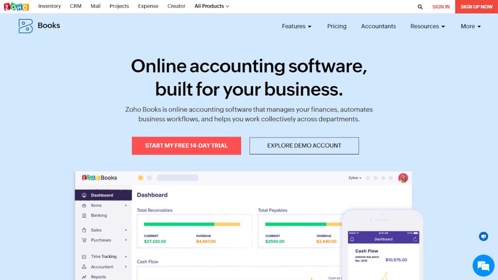 최고의 회계 소프트웨어: Zoho Books