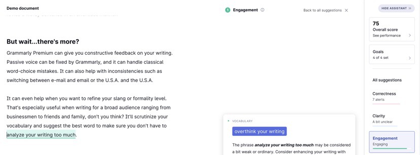 Informe de compromiso gramatical