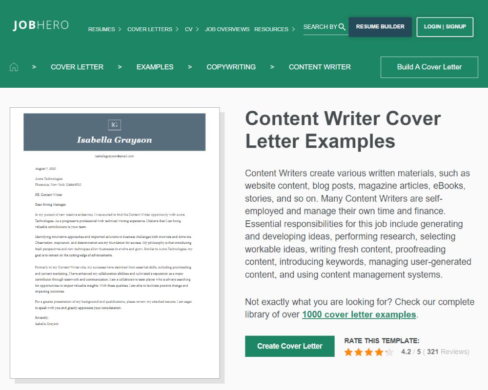 工作英雄样本求职信