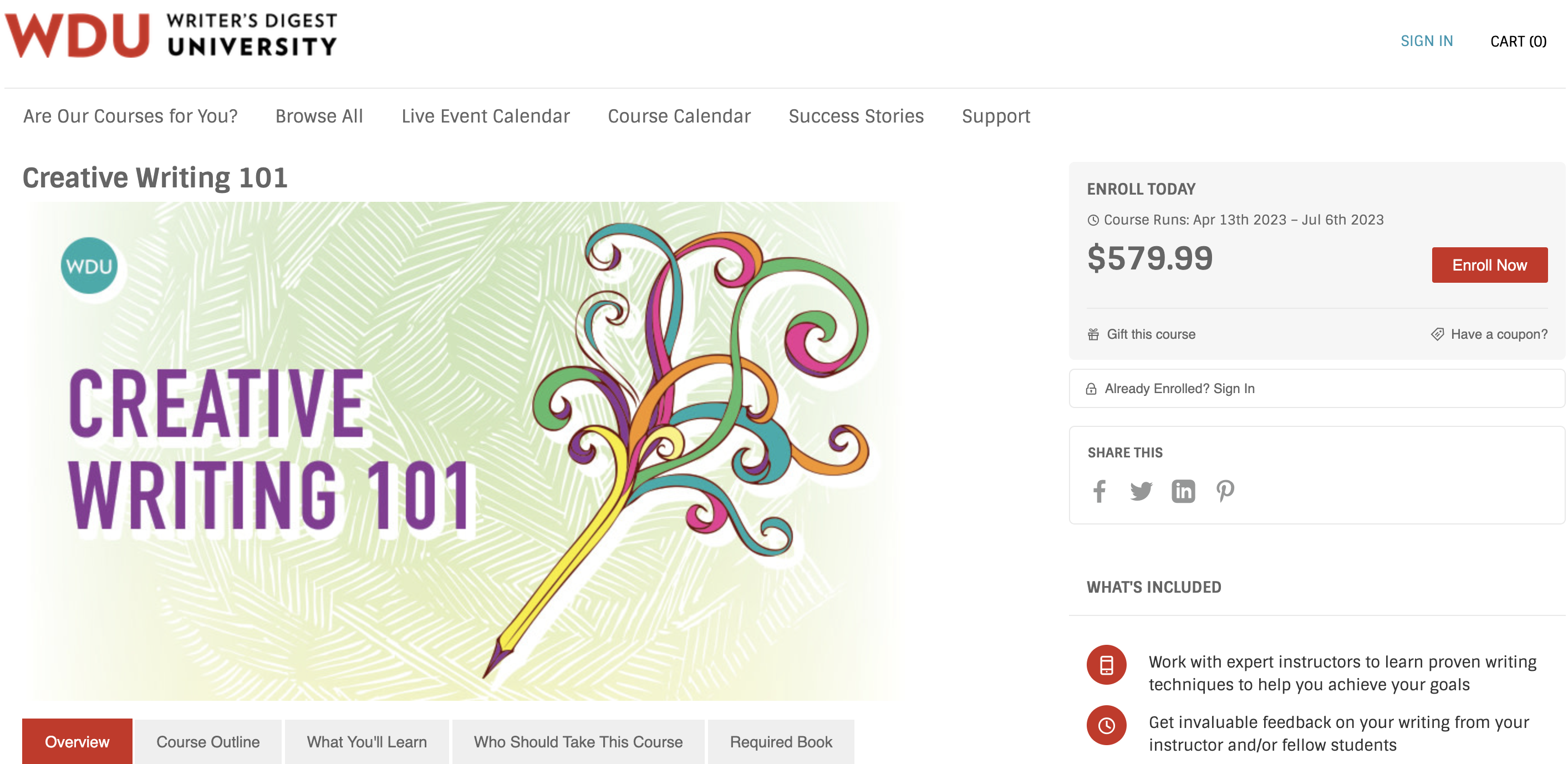 Writer's Digest University의 Creative Writing 101