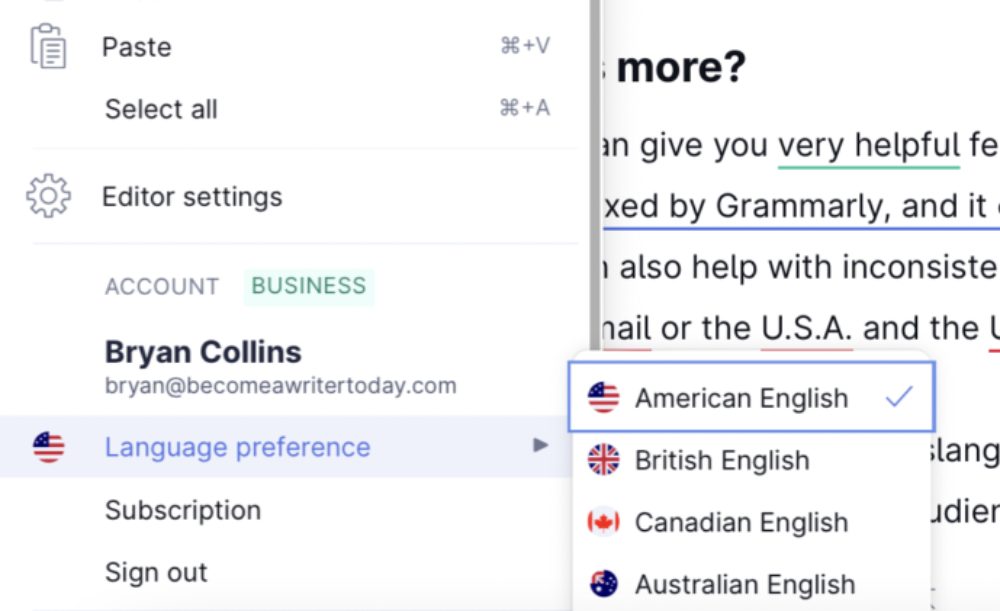 ¿Cómo cambiar las preferencias de idioma de Grammarly?