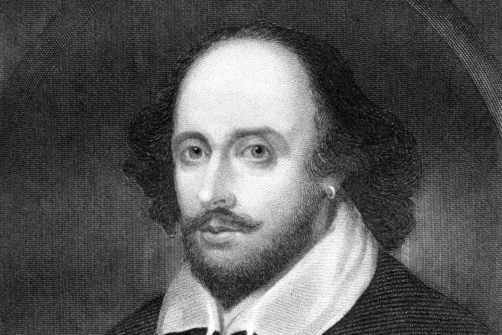 Retrato de William Shakespeare usado O que é um limerick em uma de suas peças
