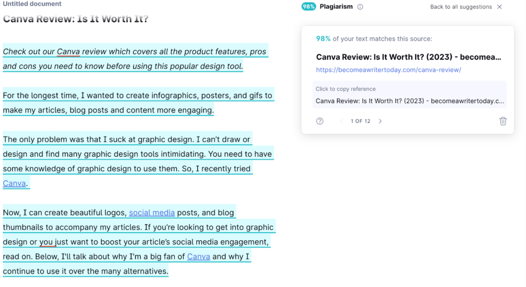 Vérificateur de plagiat grammatical
