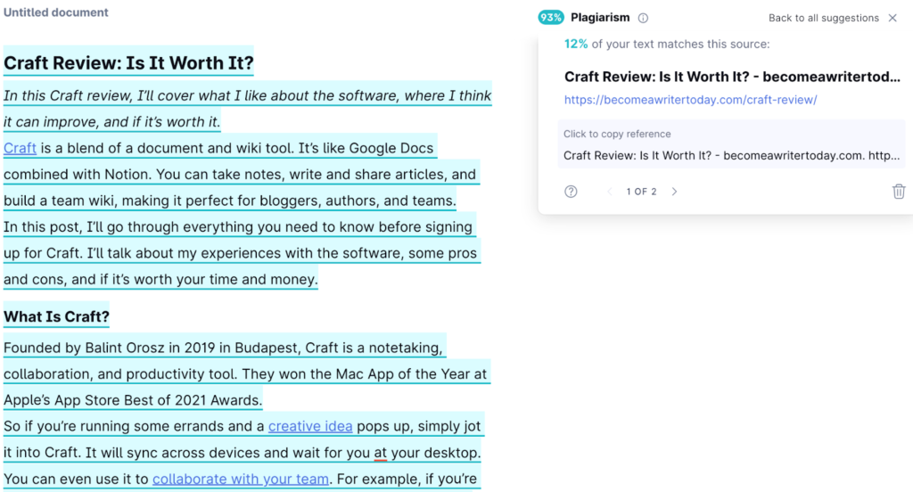 Vérificateur de plagiat grammatical