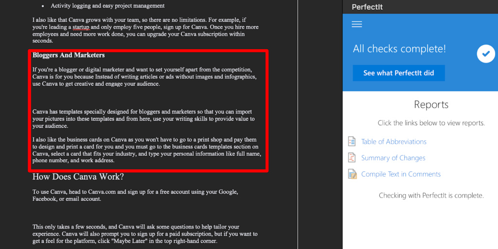 Verificări gramaticale pentru lizibilitate