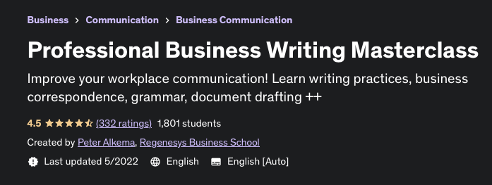 Masterclass d'écriture commerciale professionnelle