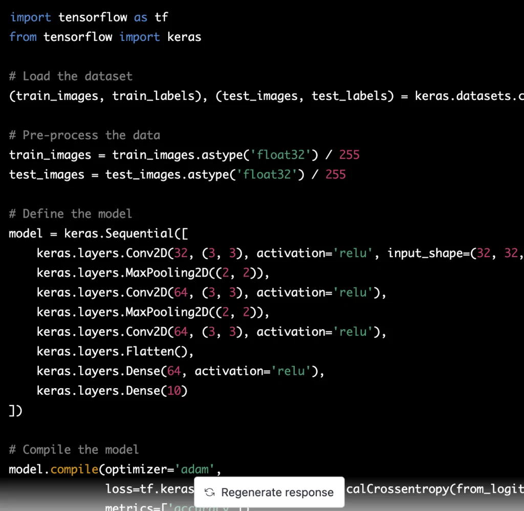 Пример кода ChatGPT