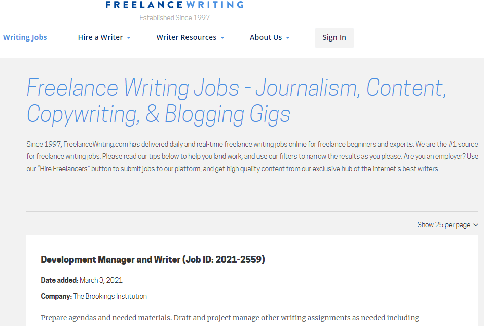 Bacheca di lavoro di scrittura freelance