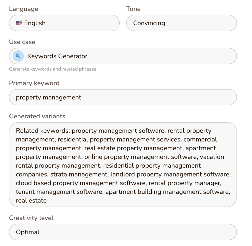 Генератор ключевых слов Rytr