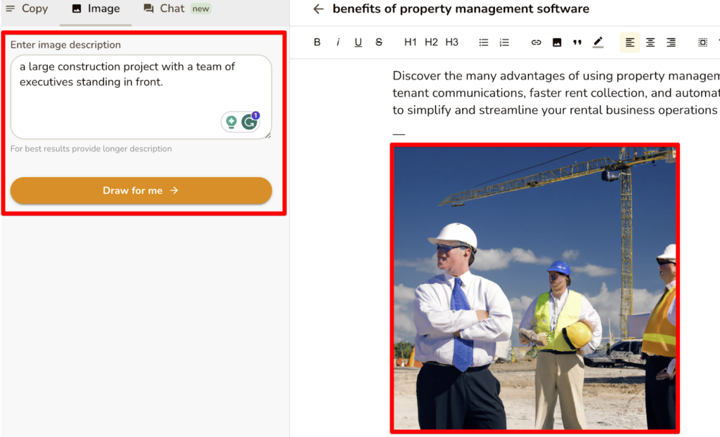 Функция создания изображений Rytr