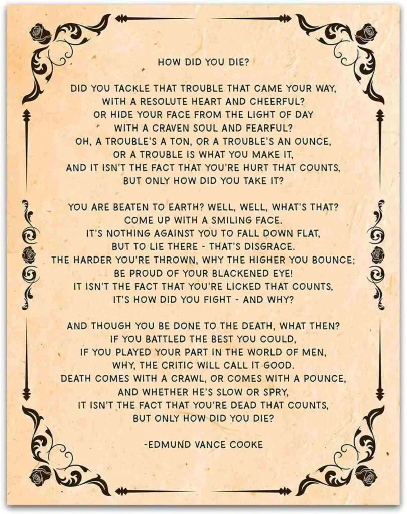 "Cum ai murit?" poem liric de Edmund Vance Cooke