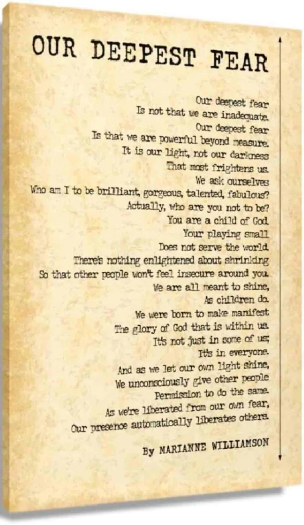 „Cea mai adâncă frică a noastră”, o poezie de Marianne Williamson