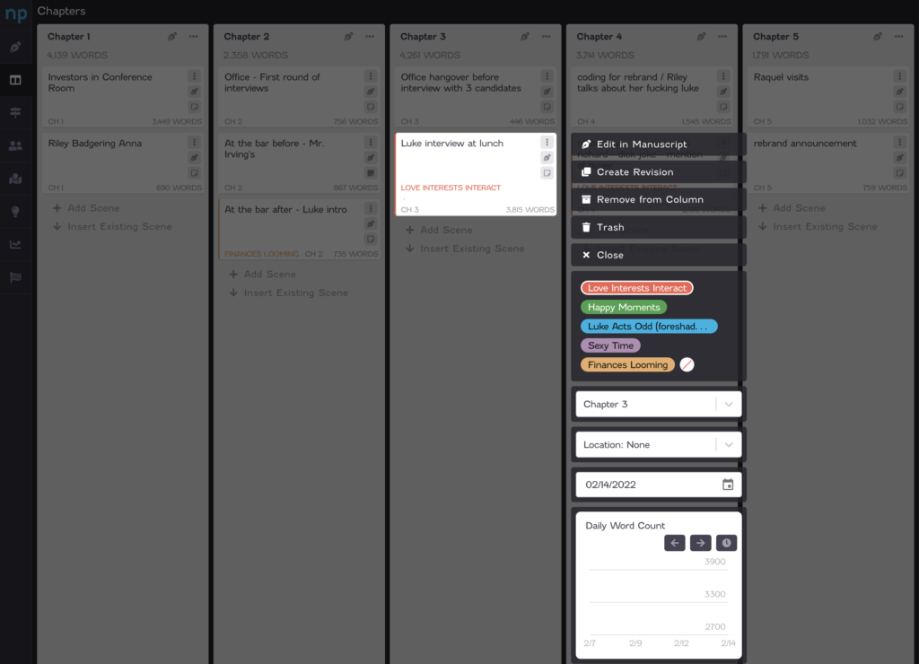 Función de esquema de NovelPad